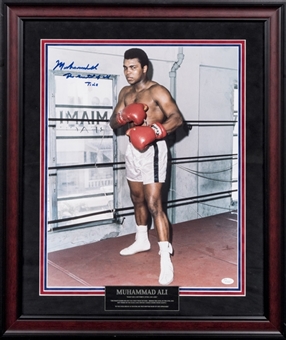 Muhammad Ali Autographed and Inscribed "The Greatest of All Time" Framed 16 x 20 Photograph (JSA)